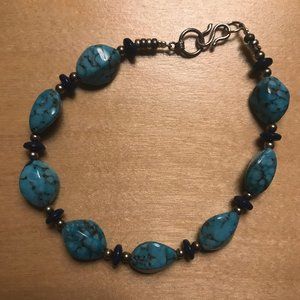 Hand Crafted Beaded Glass Bracelet Blue